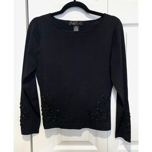 Vintage Venue Womens Beaded Sweater Medium‎ Y2K Whimsigoth Vamp Dark Fairy 90s